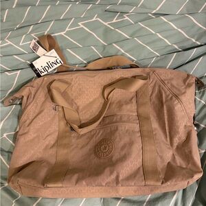 Kipling beige emb art medium tote bag nwt